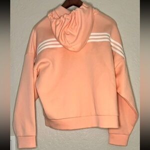 Adidas Peach Cropped Hoodie with White Stripes